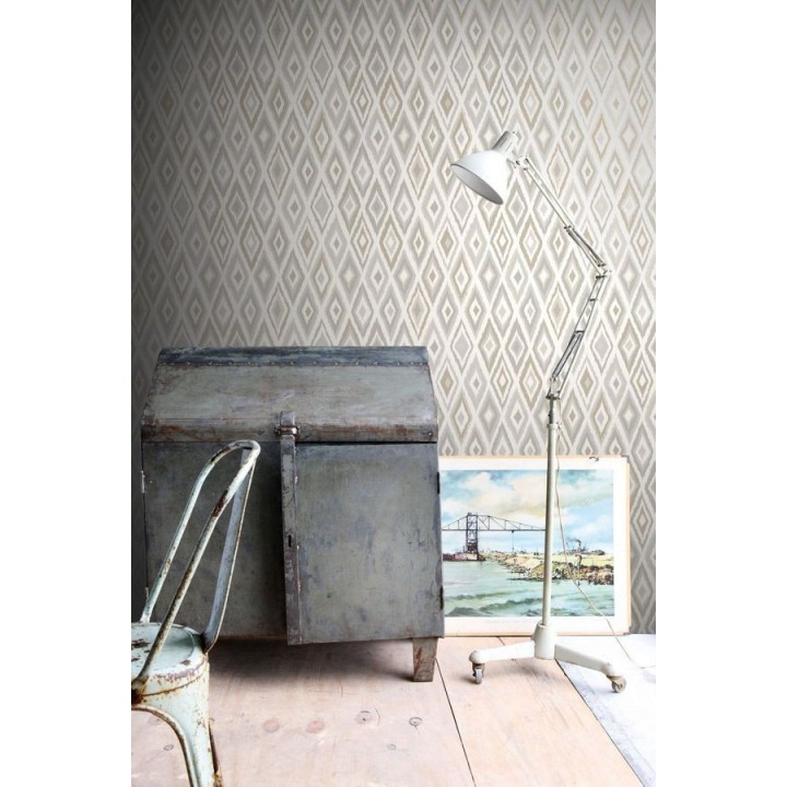 Papel pintado rombos modernos tonos grises y marrones estilo nórdico - Scandinavian Folk 676987