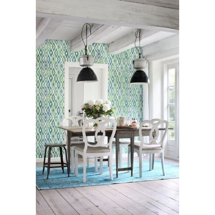 Papel pintado rombos modernos tonos verdes estilo nórdico - Scandinavian Folk 676989