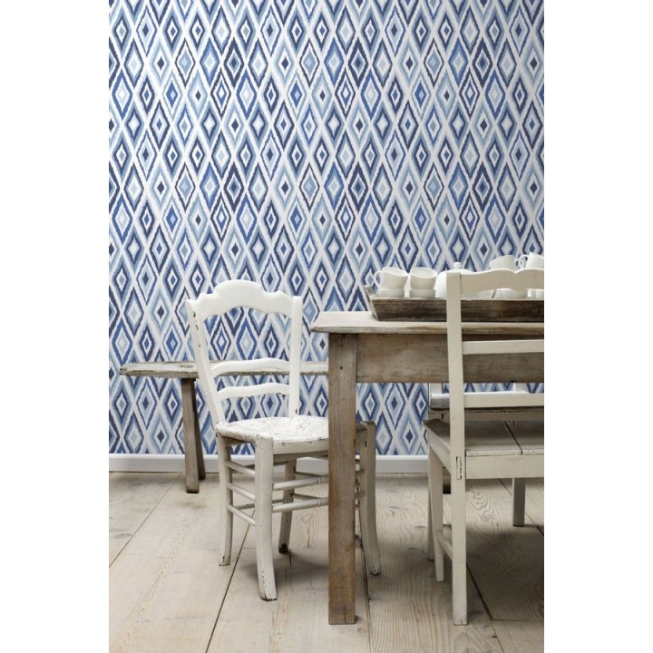 Papel pintado rombos modernos tonos azules estilo nórdico - Scandinavian Folk 676991