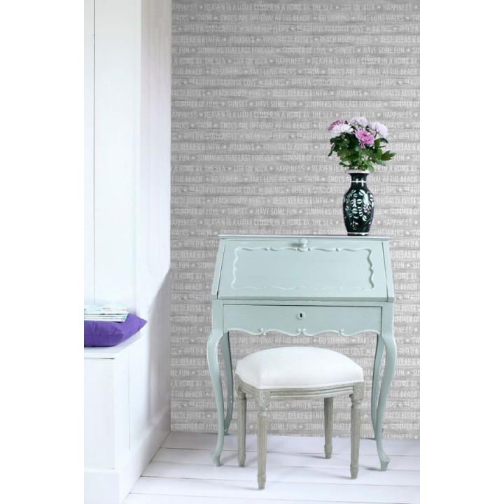 Papel pintado palabras positivas fondo gris claro - Life on Ibiza 676995