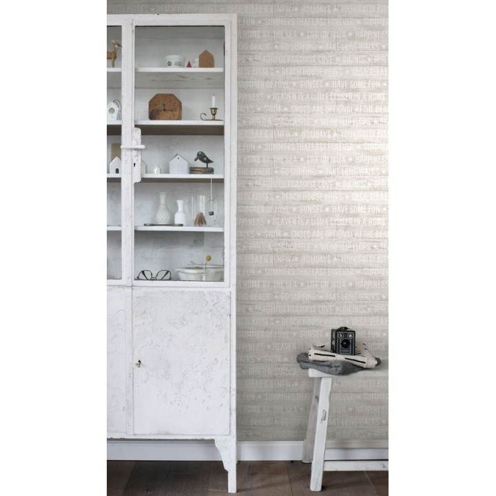 Papel pintado palabras positivas fondo beige claro - Life on Ibiza 676996