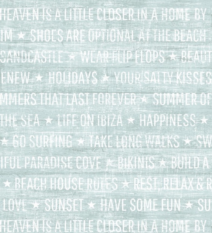 Papel pintado palabras positivas fondo turquesa apagado - Life on Ibiza 676998