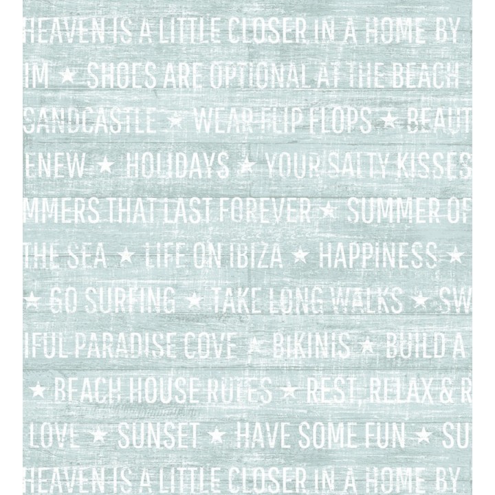 Papel pintado palabras positivas fondo turquesa apagado - Life on Ibiza 676998