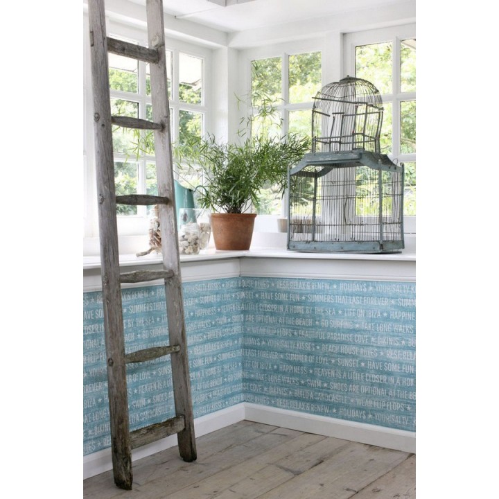 Papel pintado Papel pintado palabras positivas turquesa oscuro - Life on Ibiza 676999