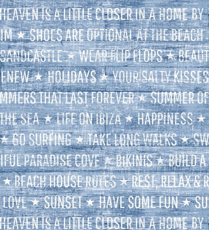 Papel pintado palabras positivas fondo azul marino - Life on Ibiza 677000