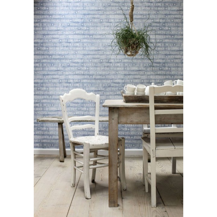 Papel pintado palabras positivas fondo azul marino - Life on Ibiza 677000