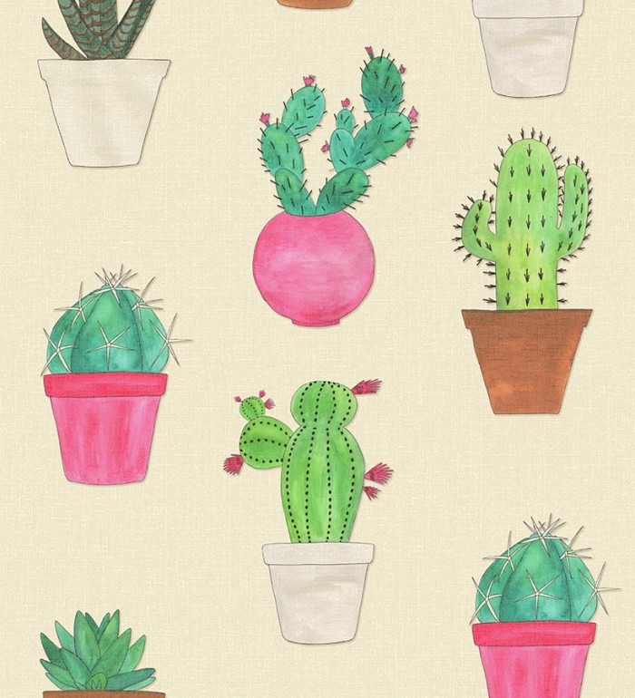 Papel pintado macetas de cactus  - Western Plants 677010
