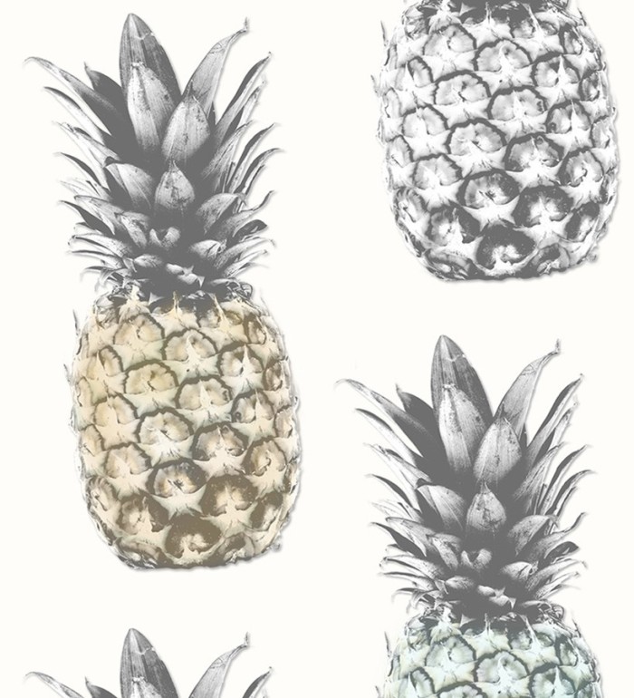 Papel pintado tropical de piñas tonos suaves  - Tropical Life 677012