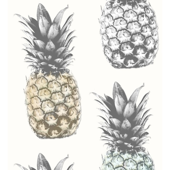 Papel pintado tropical de piñas tonos suaves  - Tropical Life 677012