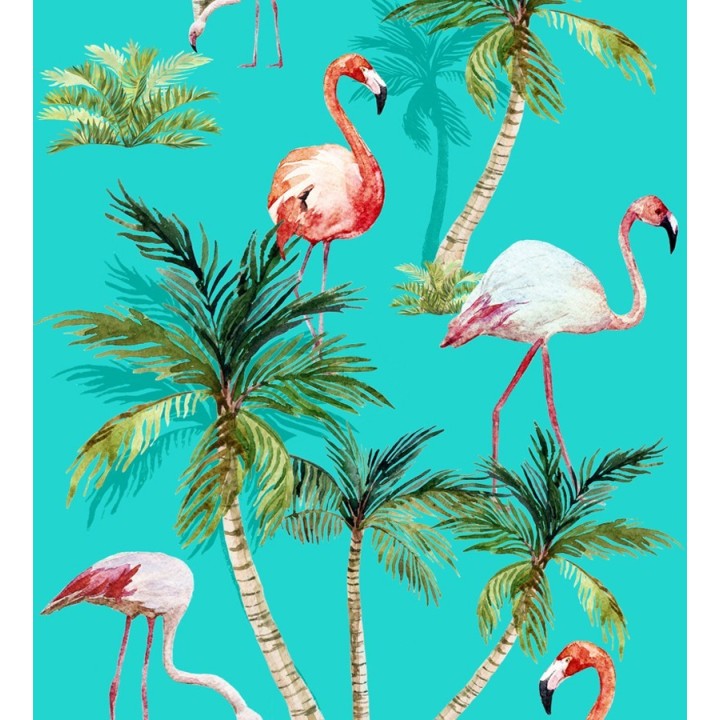 Papel pintado de flamencos y palmeras estilo tropical - Caribbean Island 677015