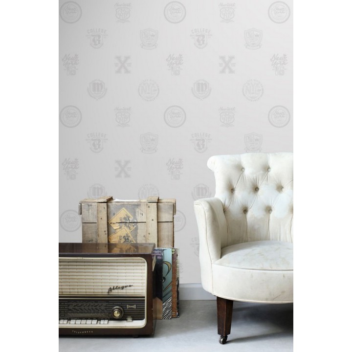 Papel pintado con emblemas universitarios fondo blanco - Champion Spirit 677024