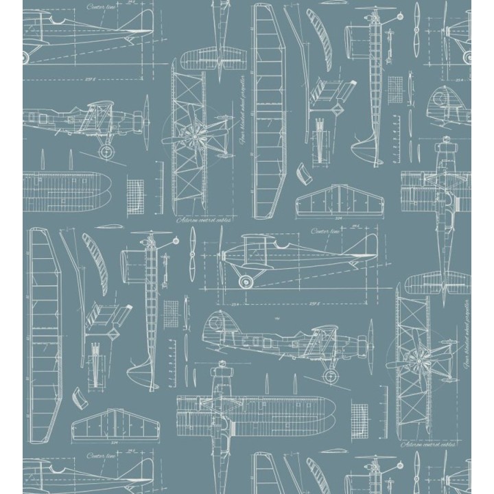 Papel pintado planos de avión fondo azul grisáceo - Airplane Design 677028