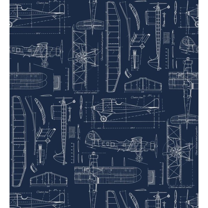 Papel pintado planos de avión fondo azul marino - Airplane Design 677029