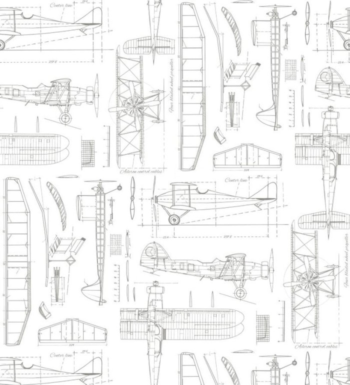 Papel pintado planos de avión fondo blanco - Airplane Design 677031
