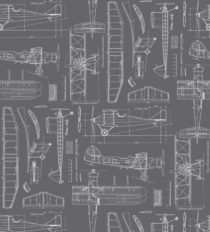 Papel pintado planos de avión fondo gris oscuro - Airplane Design 677032