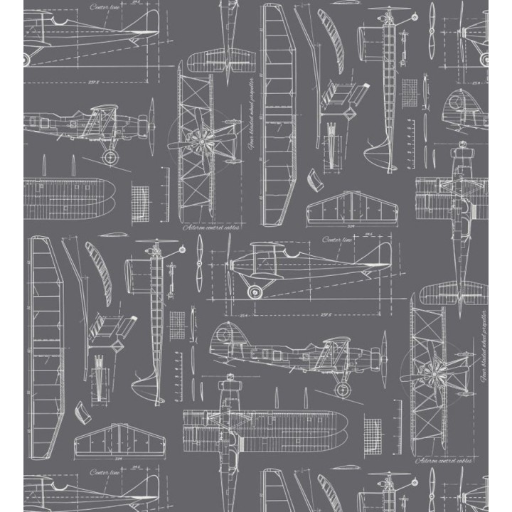 Papel pintado planos de avión fondo gris oscuro - Airplane Design 677032