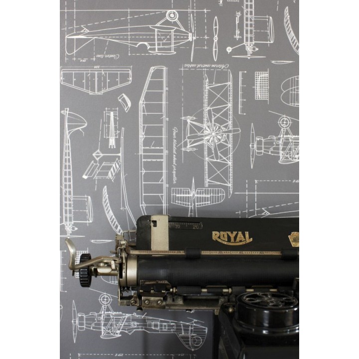 Papel pintado planos de avión fondo gris oscuro - Airplane Design 677032