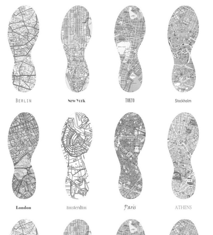 Papel pintado mapas de huellas fondo blanco - World Footprints 677037