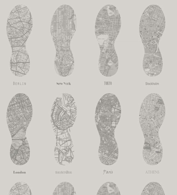 Papel pintado mapas de huellas fondo gris - World Footprints 677038