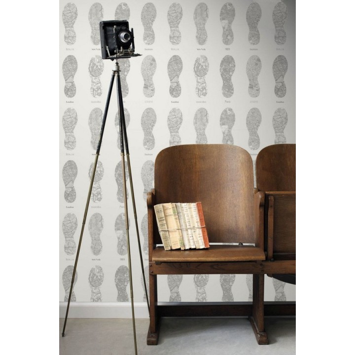 Papel pintado mapas de huellas fondo gris - World Footprints 677038