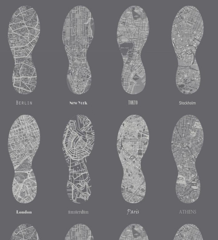 Papel pintado mapas de huellas fondo gris oscuro - World Footprints 677039