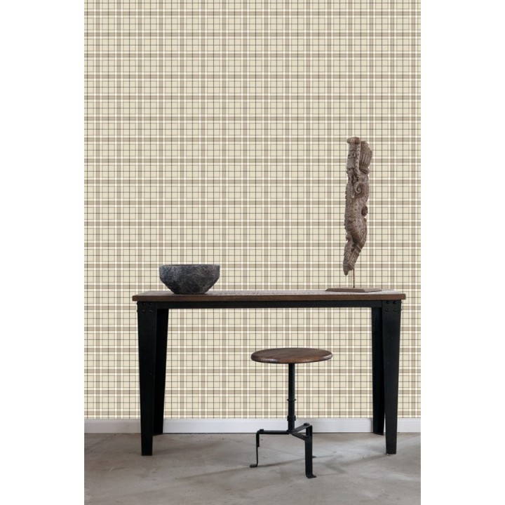 Papel pintado cuadros escoceses tonos beige y marrones - Truman 677045