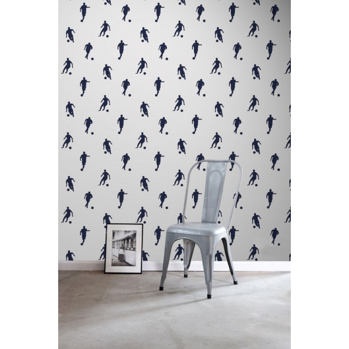 Papel pintado siluetas futbolistas azul marino fondo blanco - Bristol Players 677049