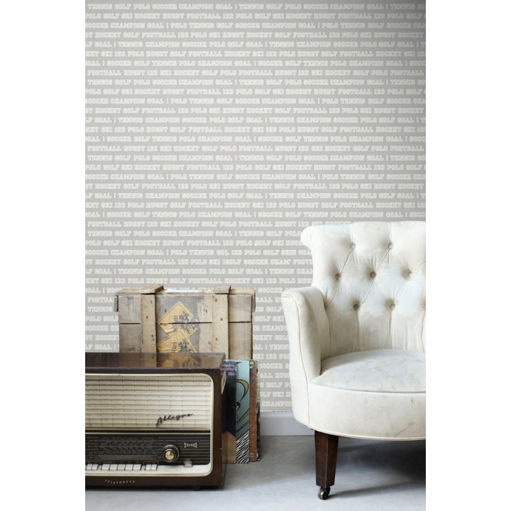 Papel pintado nombres de deportes fondo gris claro - Champion Goal 677050