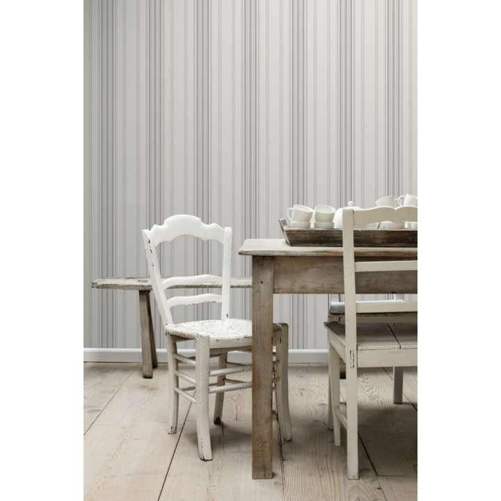 Papel pintado rayas desiguales tonos grises y blancos - Raya Goodman 677053