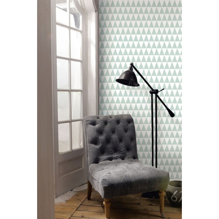 Papel pintado triángulos verde claro estilo nórdico - Nordem Mountains 677261