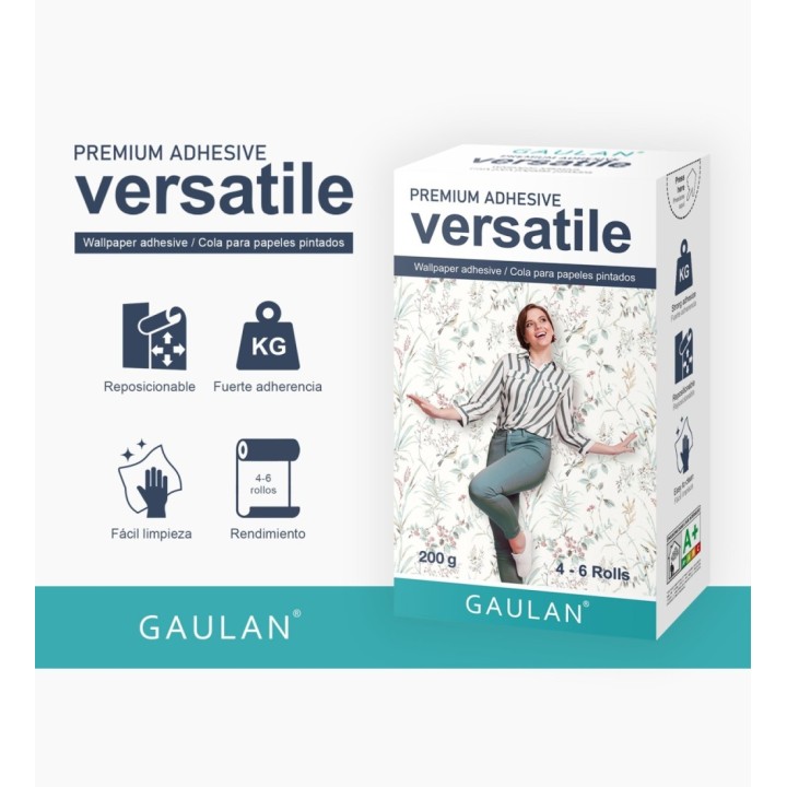 Cola universal en polvos de calidad superior para papeles pintados (20m² - 25m²) - Cola Gaulan Versatile CL-1001