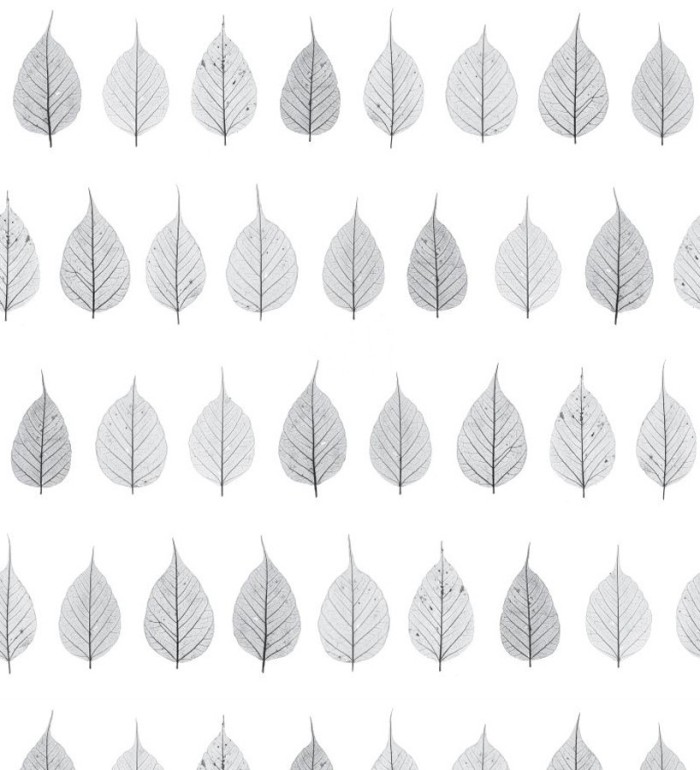 Papel pintado hojas pequeñas grises fondo blanco estilo minimalista - Danish Fall 677264