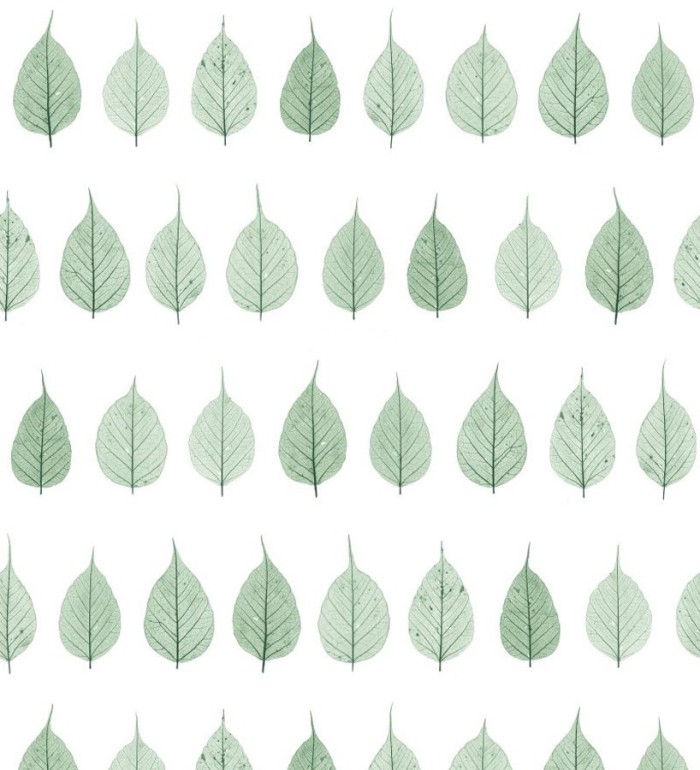 Papel pintado hojas pequeñas verdes fondo blanco estilo minimalista - Danish Fall 677265