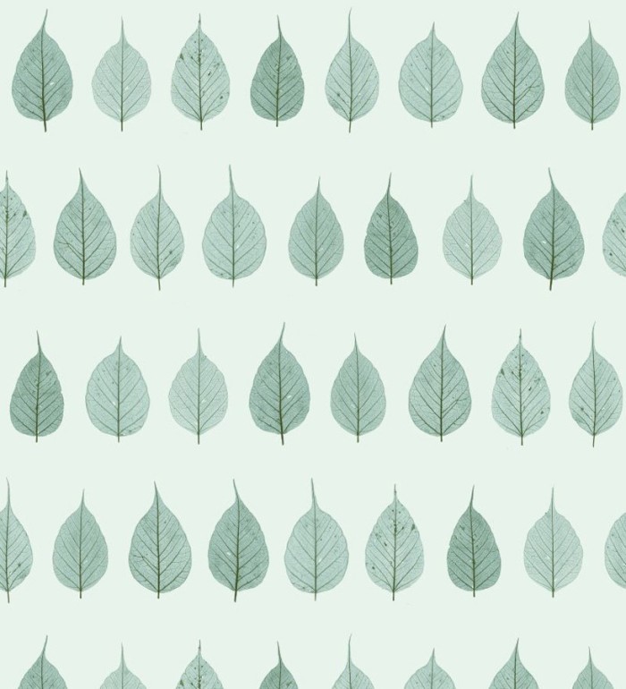 Papel pintado hojas pequeñas verdes fondo verde claro estilo minimalista - Danish Fall 677266