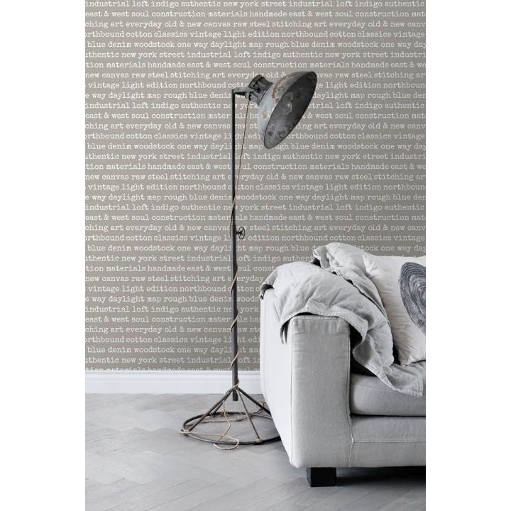 Papel pintado palabras moda fondo gris - Vintage Edition 677274