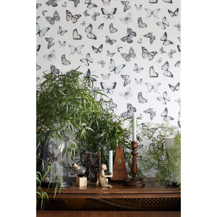 Papel pintado mariposas de colores fondo blanco - Natural Dance 677277