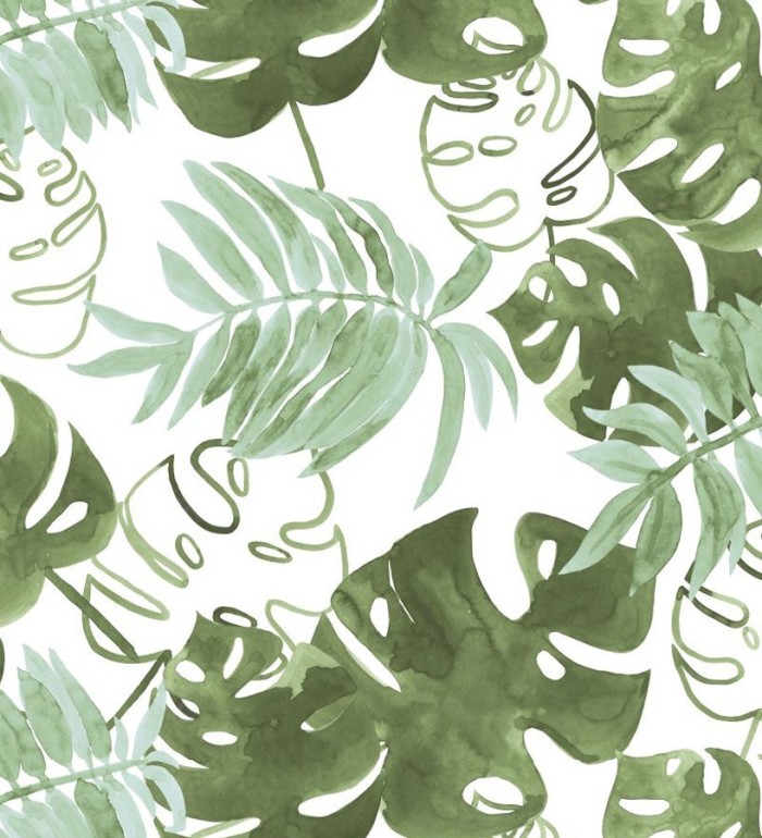 Papel pintado hojas tropicales fondo blanco - Paramaribo 677290