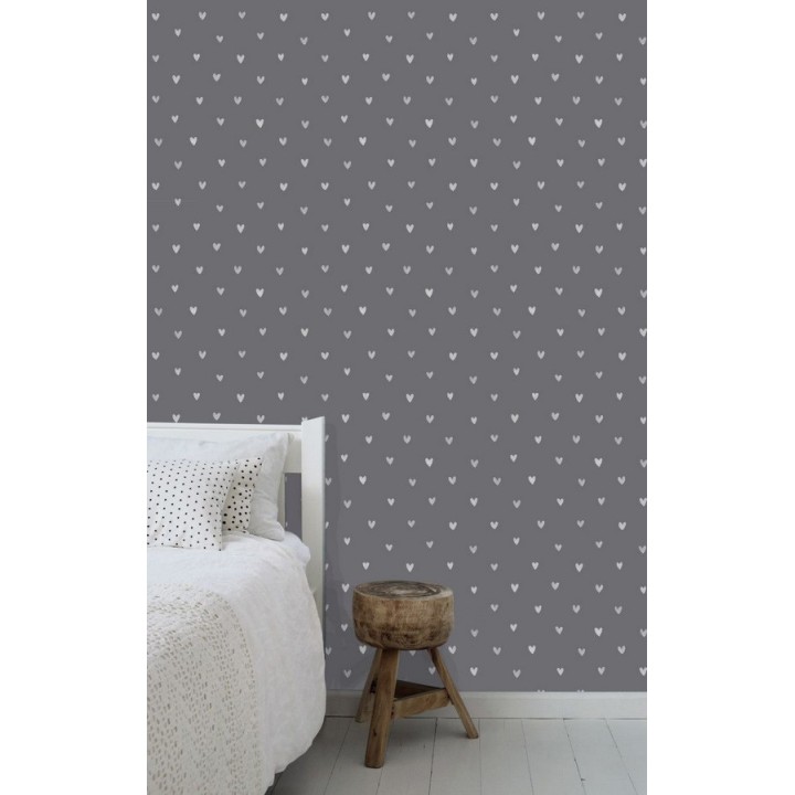 Papel pintado corazones grises fondo oscuro - Magic Hearts 677328