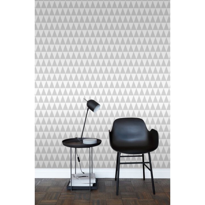 Papel pintado triángulos gris claro y blanco estilo nórdico - Nordem Mountains 677329