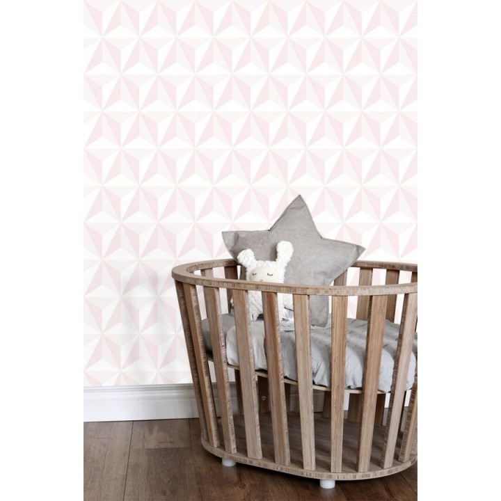 Papel pintado geométrico 3D rosa y blanco - Iceland Sky 3D 677349