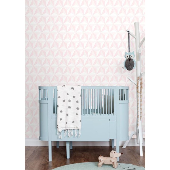 Papel pintado geométrico 3D rosa y blanco - Iceland Sky 3D 677349