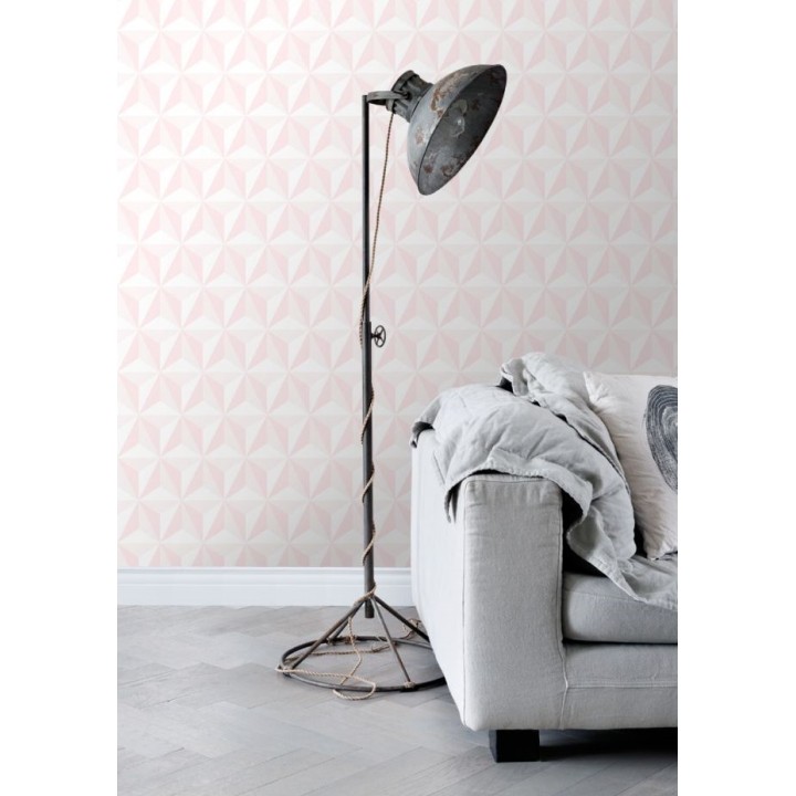 Papel pintado geométrico 3D rosa y blanco - Iceland Sky 3D 677349