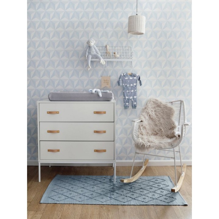 Papel pintado geométrico 3D azul y blanco - Iceland Sky 3D 677350