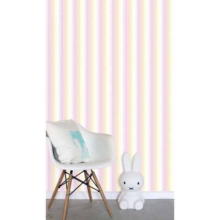 Papel pintado rayas estrechas tonos rosa - Happy Field 677362