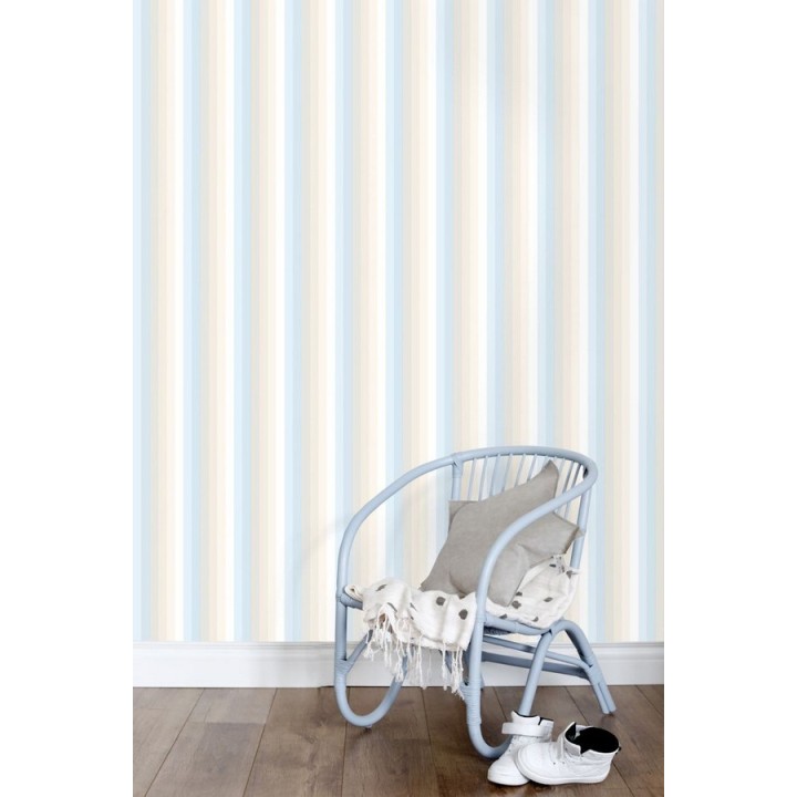Papel pintado rayas estrechas tonos azules - Happy Field 677363