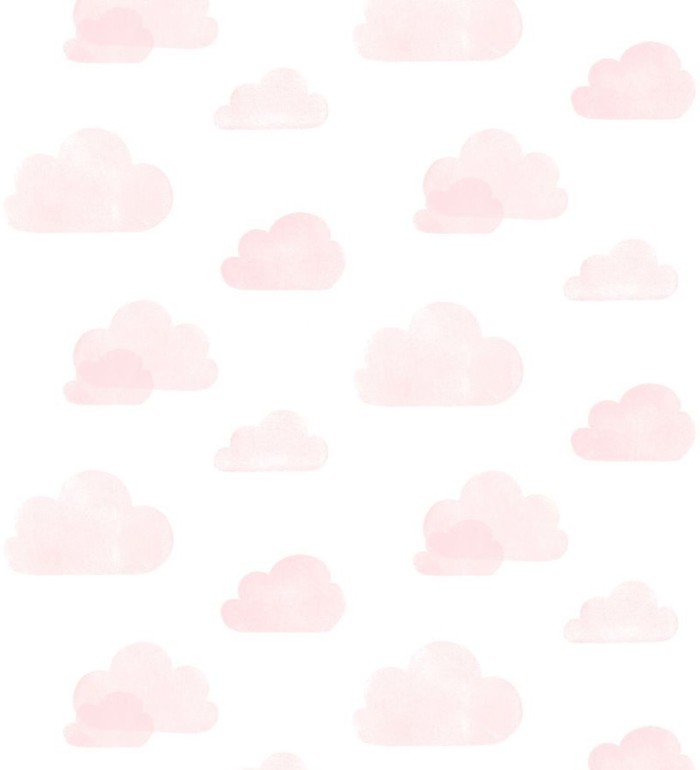 Papel pintado nubes infantiles rosas fondo blanco - Dream Sky 677367