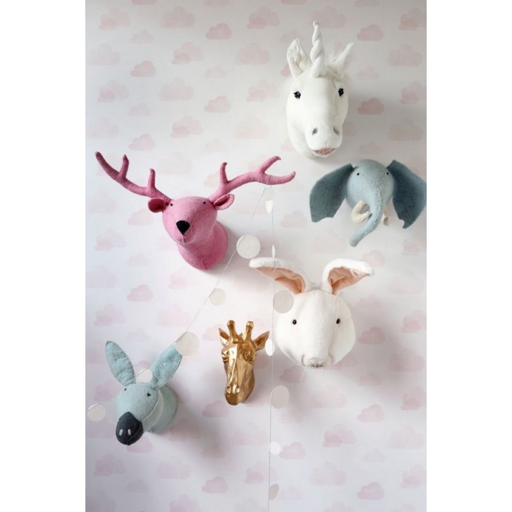 Papel pintado nubes infantiles rosas fondo blanco - Dream Sky 677367