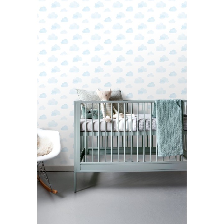 Papel pintado nubes infantiles celestes fondo blanco - Dream Sky 677368