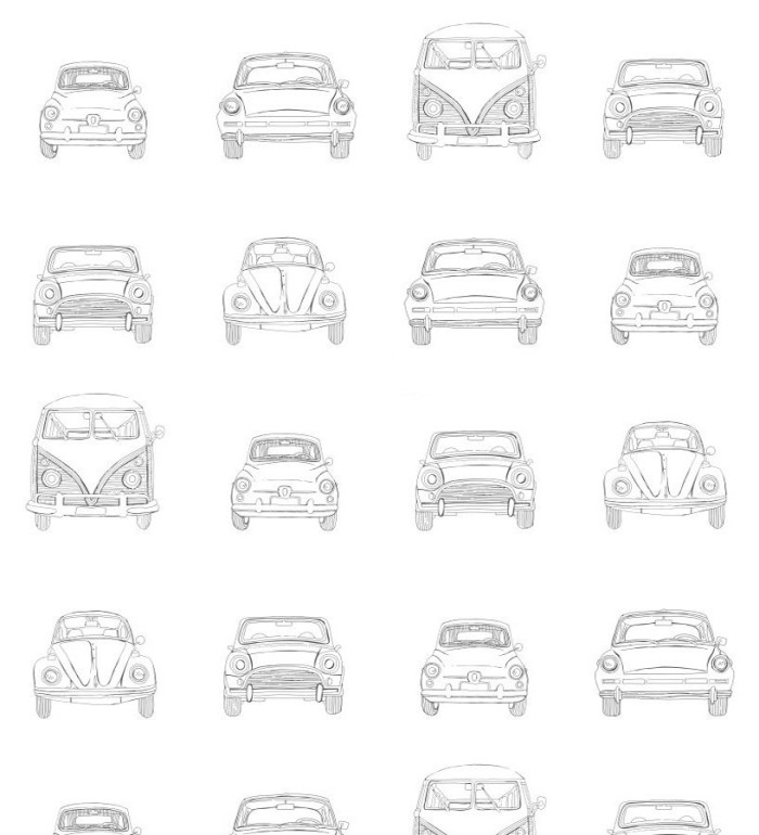 Papel pintado dibujo de coches antiguos - Road Kings 677379