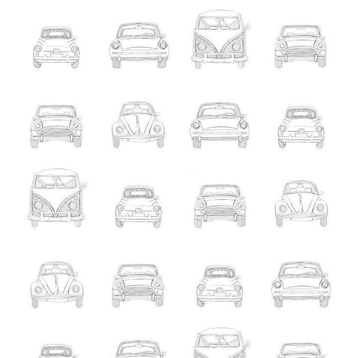 Papel pintado dibujo de coches antiguos - Road Kings 677379